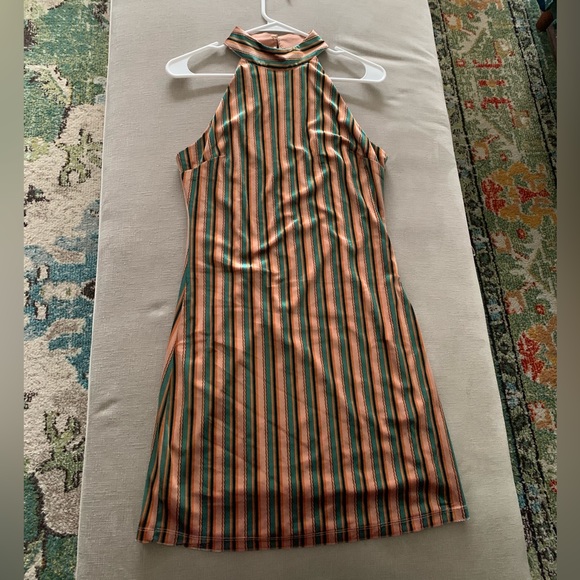 Endless Rose Multi colored striped High-neck dress.Velvet. Size: Small. Adorable - Picture 2 of 8